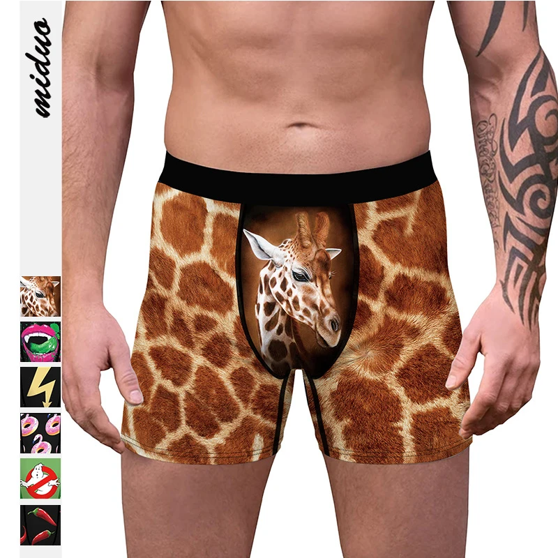 Plum Deer Digital Printing Sexy Men'S Underwear Slim Stretch Shaping Flat Pants Comfortable Breathable Four Seasons Universal