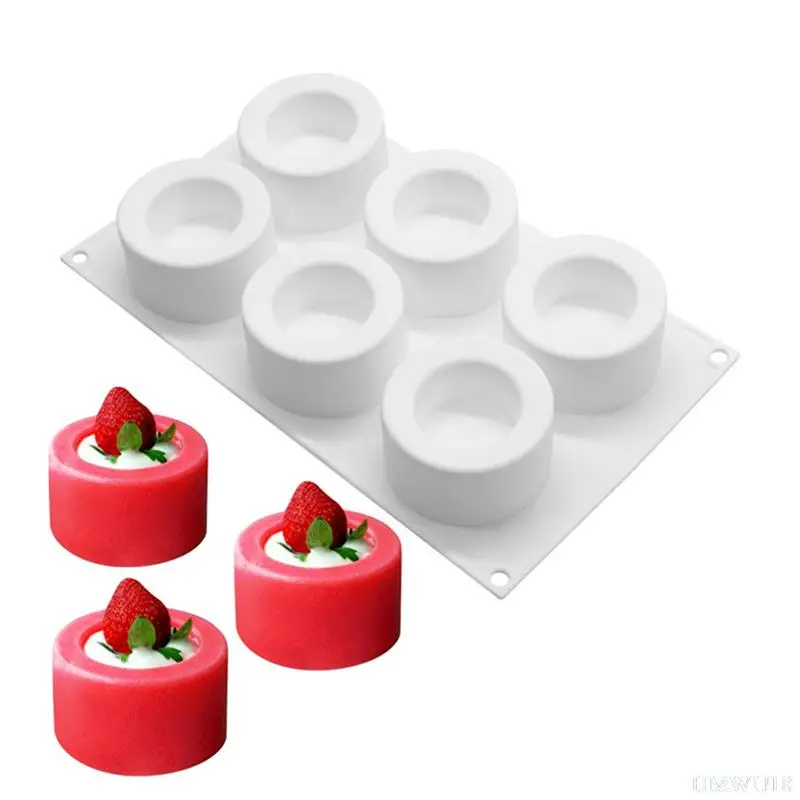 

6 Holes Pudding Cup Art Cake Mould Pan 3D Silicone Mold Mousse Silikonowe Chocolate Moule Baking