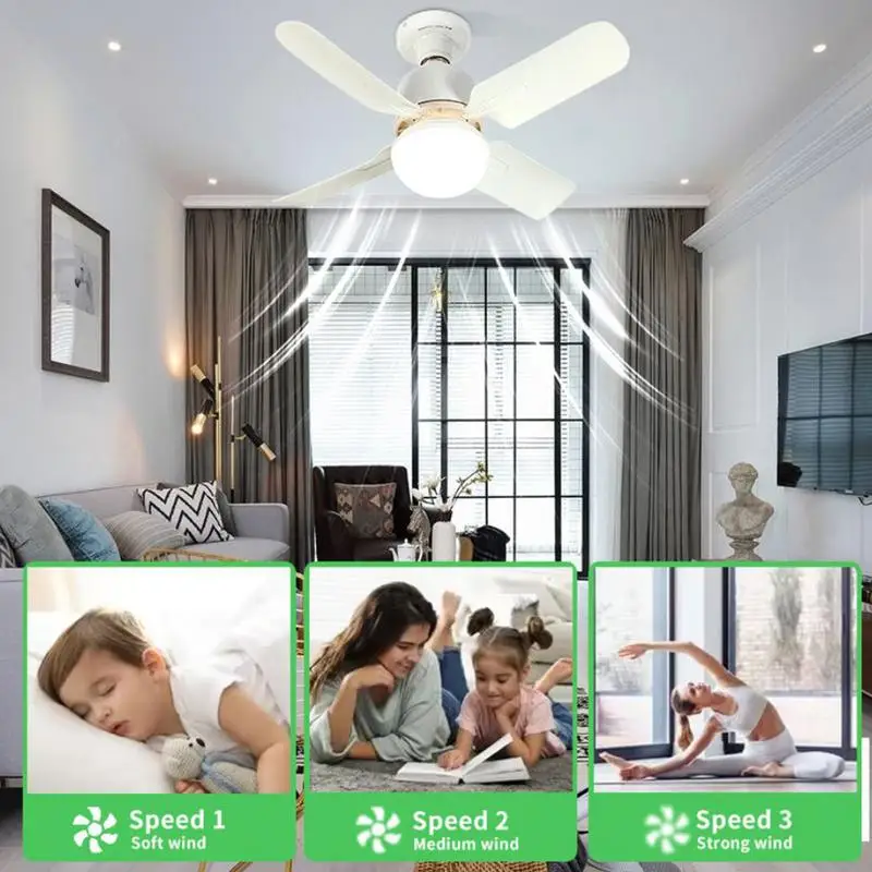 Современный женский потолочный вентилятор модель E27 с дистанционным управлением