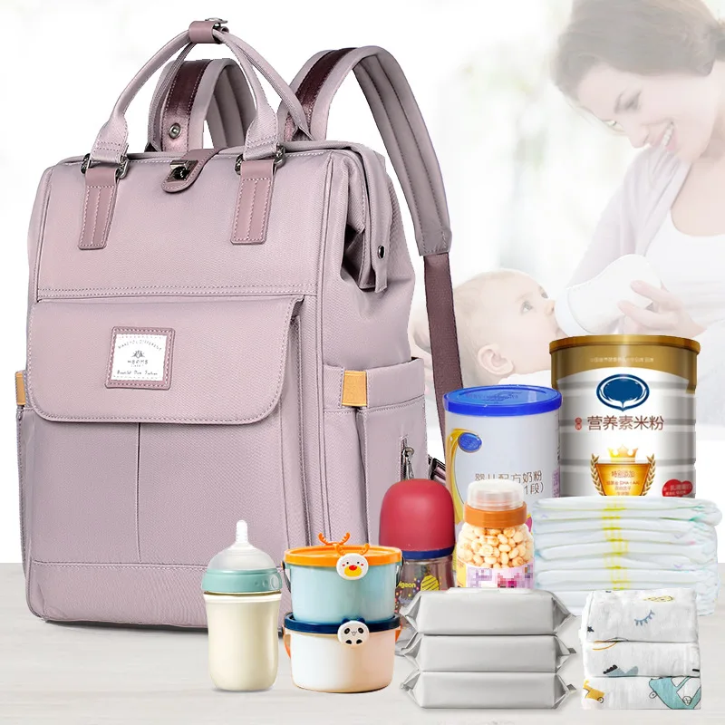 Fashion Diaper Bag Backpack Large Capacity Maternity Travel Bag Multi-function Waterproof Outdoor Baby Care Supplies Storage Bag