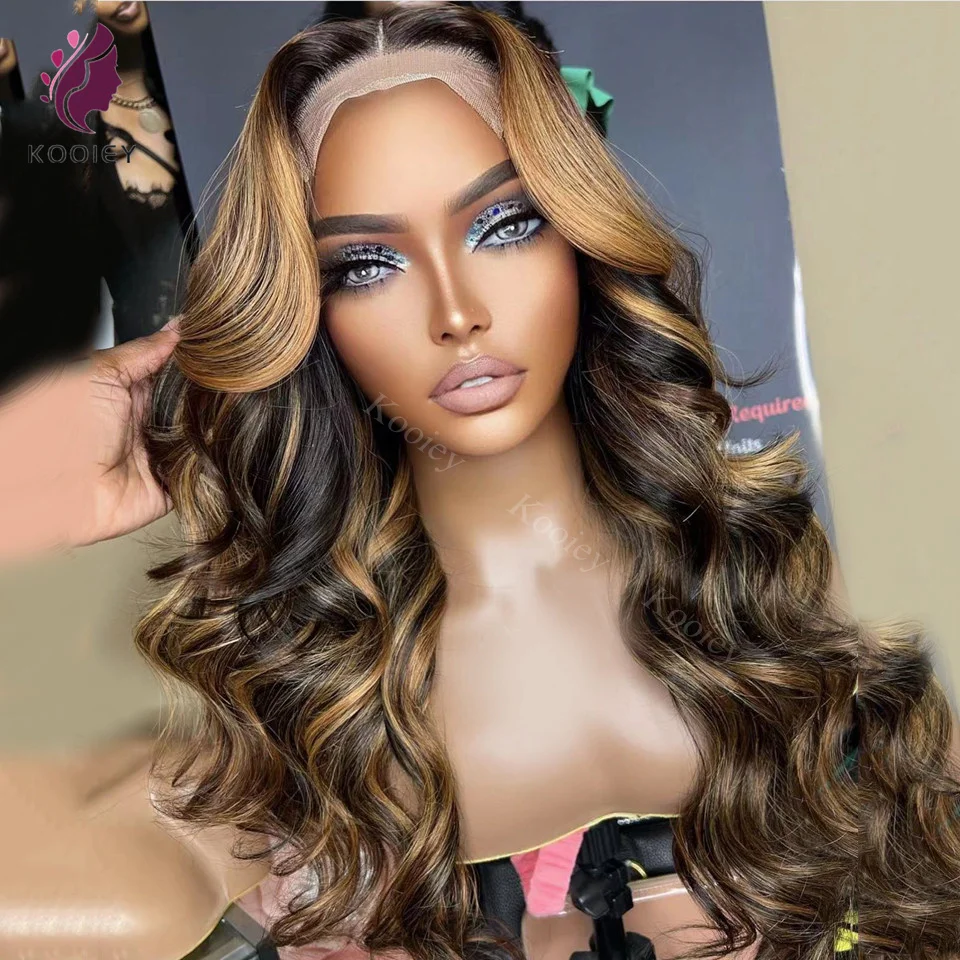 Выделите парик Ombre Body Wave 13x4 Silk Top Парик из натуральных волос Бразильский объемный