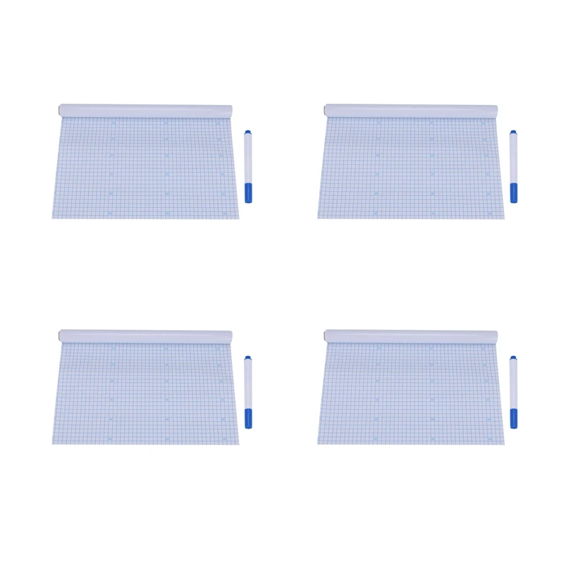 

4X Peel And Stick Whiteboard PVC Chalkboard Wall Sticker Free Marker Pen 45Cmx200cm/Piece Great For Kids Room B17
