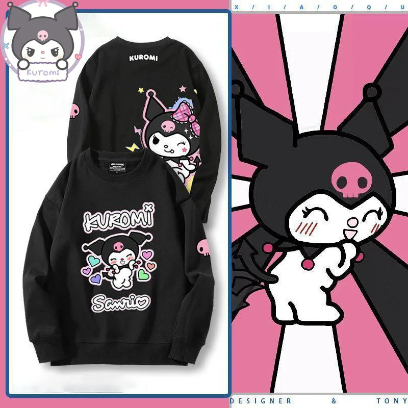 

Sanrio Kuromi Perimeter Sweater Men's and Women's Spring and Autumn Style Casual Versatile Top Loose Fit Comfortable Cotton