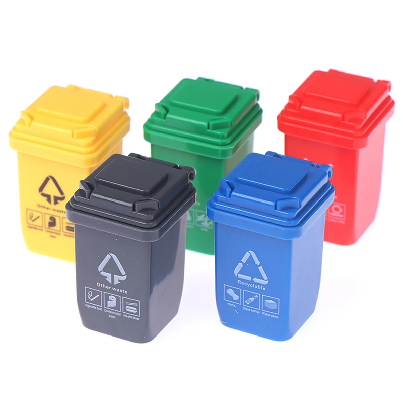 

Simulation Dollhouse Mini Trash Can Toy Garbage Truck Cans Curbside Vehicle Bin Toys Kid Simulation Furniture Toy Gift 5pcs/set