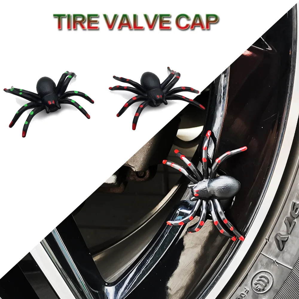 

4PCS/ Lot Spider Design Car Wheel Tire Valve Caps Tyre Rim Stem Covers Airdust Waterproof For Automobiles Motorcycle Trucks Bike