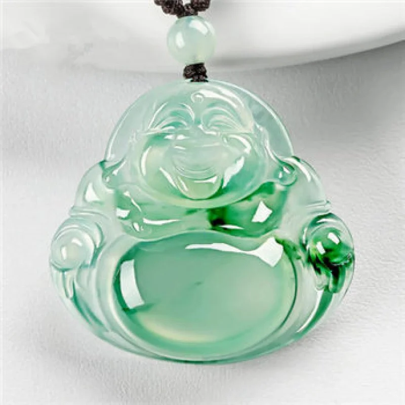 Натуральный полностью зеленый Подвеска Будды из нефрита и ледяного с
