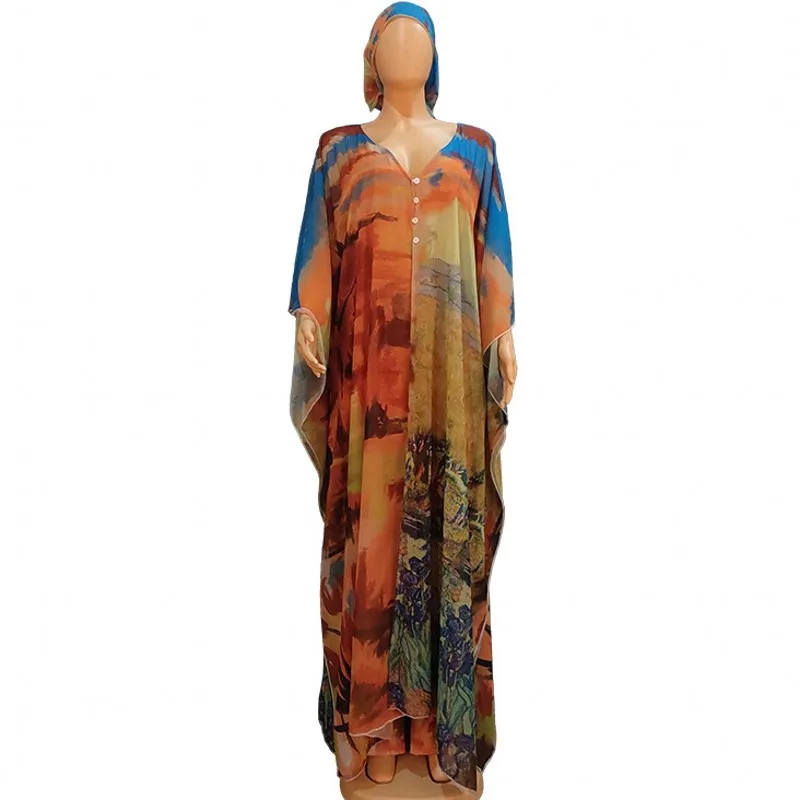 

3 Piece Set Scarf Dresses And Pants Women Africa Clothes African Dashiki New Fashion Three Piece Sets Long Dress Suit Party Robe