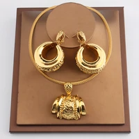 dubai gold plated jewelry sets fashion brazilian african hot sale copper necklace earrings for women party wedding gifts