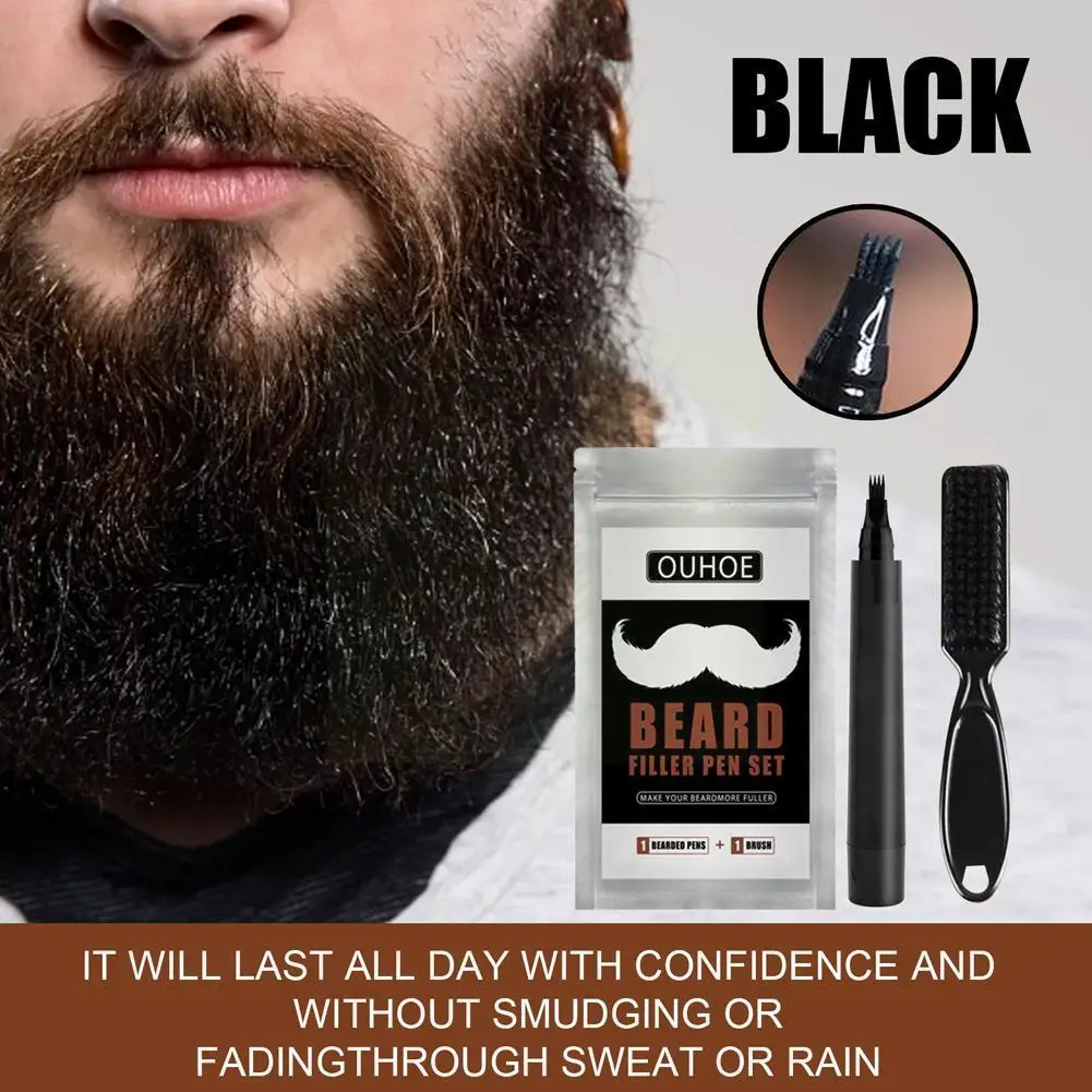 

Beard Pen Waterproof Sweatproof Wax Eyebrows Moustache Hair Filling Applicator for Men S5E3