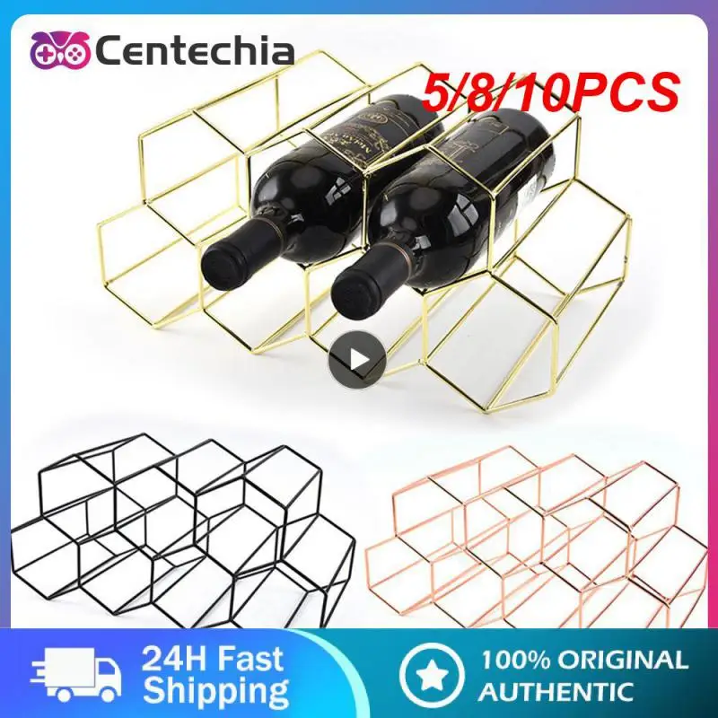 

5/8/10PCS Modern Beehive Tabletop Wine Rack Wine Shelf Wine Display Holder Red Wine Rack Metal Honeycomb Wine Rack