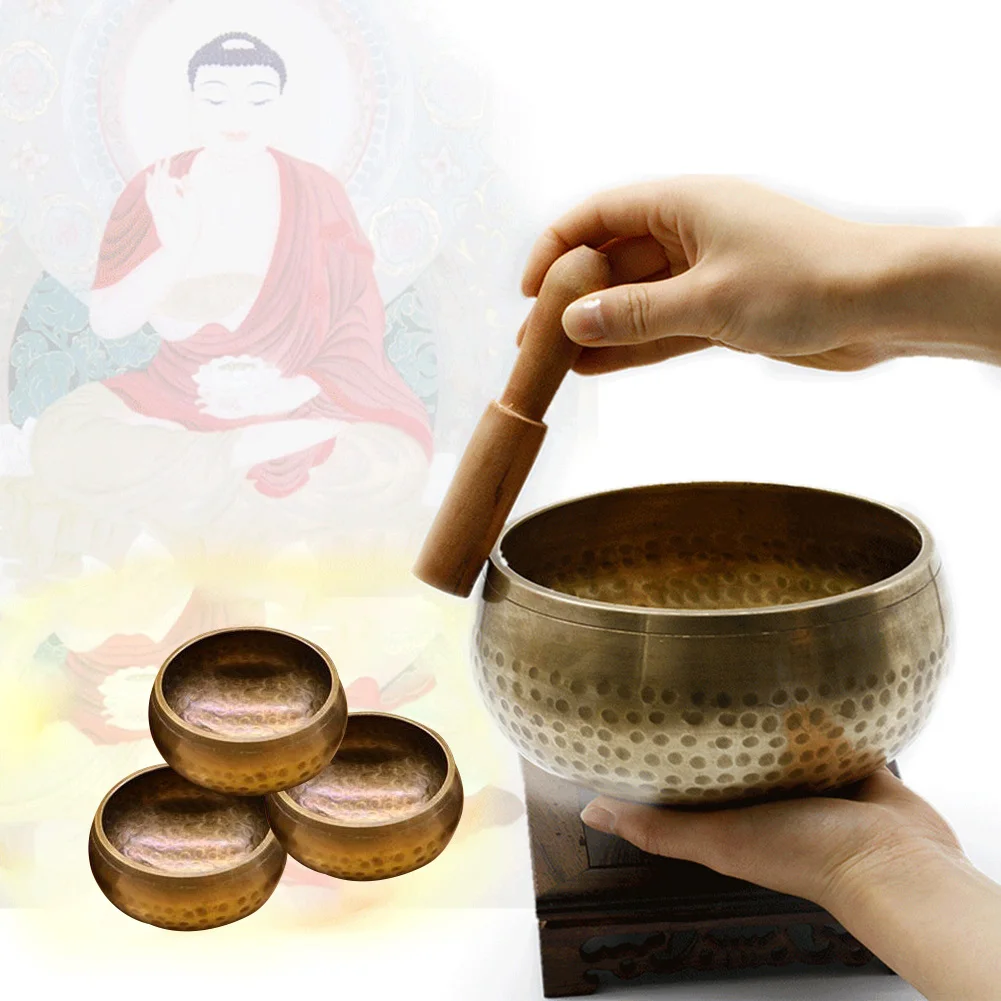 

Тибетская звуковая чаша из Непала, Будда, чаша для йоги, медитации, ручной работы, Латунная чаша для музыкальной терапии, тибетская Поющая чаша