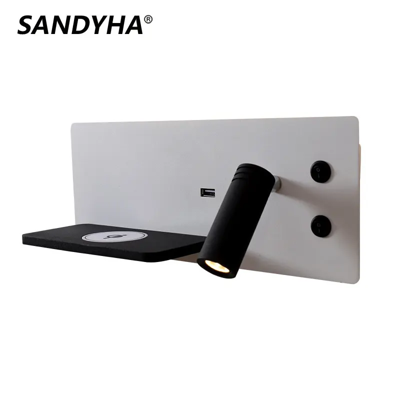 

Современный настенный светильник SANDYHA, Минималистичная Беспроводная зарядка, вращающийся прикроватный светильник для чтения для спальни, ...