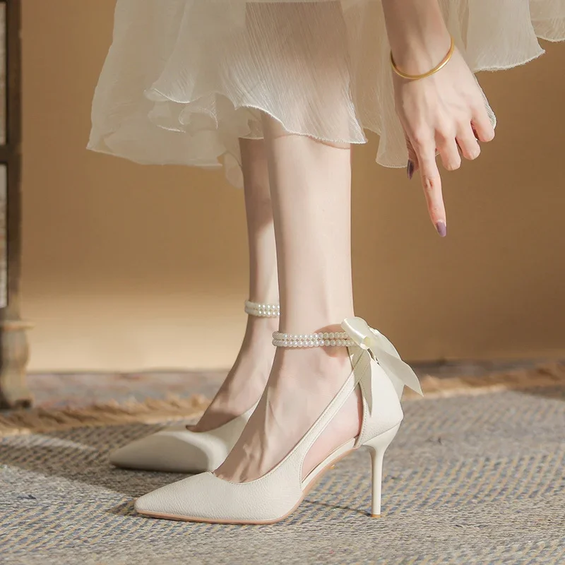 Туфли женские на высоких шпильках элегантные свадебные шелковые туфли с