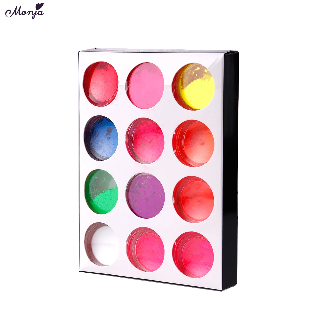 

Monja 12 шт. неоновые цвета пудра для дизайна ногтей Рисование пигмент флуоресцентный градиент блестящие украшения Маникюр сделай сам