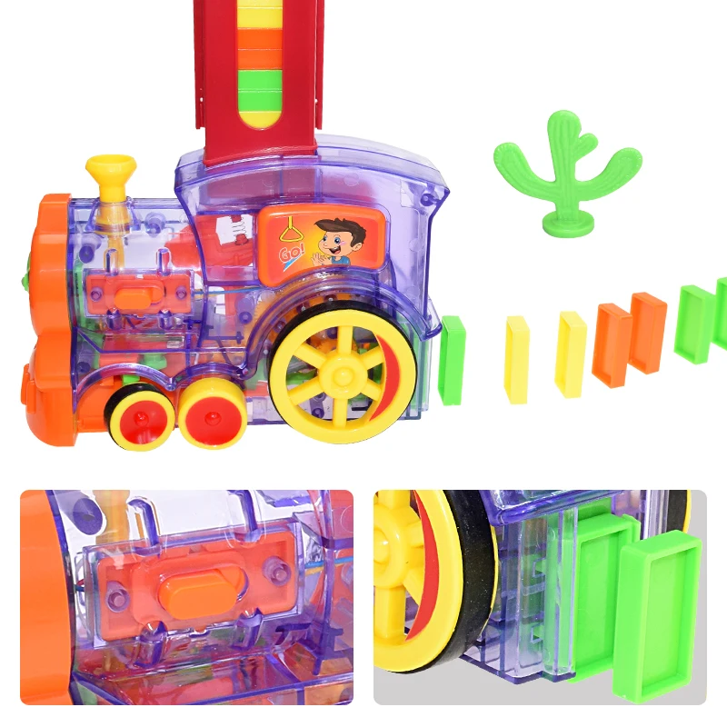 Kids Domino Train Car Set Sound Light Automatic Laying Brick Colorful Dominoes Blocks Game Educational DIY Toy Gift | Игрушки и хобби