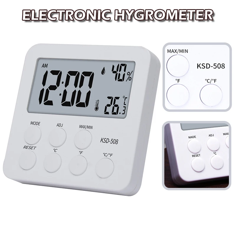 

Multi-function Date Setting Alarm Clock Hygrometer Thermometer Monitor Digital LED Temperature Humidity Meter Sensor Instrument