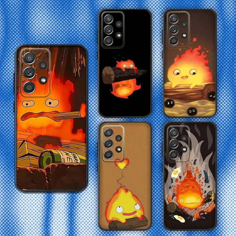 Фото Чехол для телефона Cute Fire C-Calcifer для Samsung S25, S24, S21, S22, S23, S30, Ultra, S20, Plus, Fe, Lite, Note, 10,9,5G, черный чехол №1