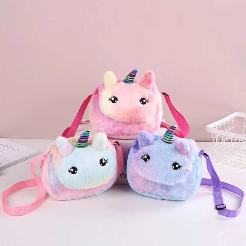 Kids Winter Soft Fur Handbag Children Mini Shoulder Purse Party Holiday Crossbody Bag Cute Pockets