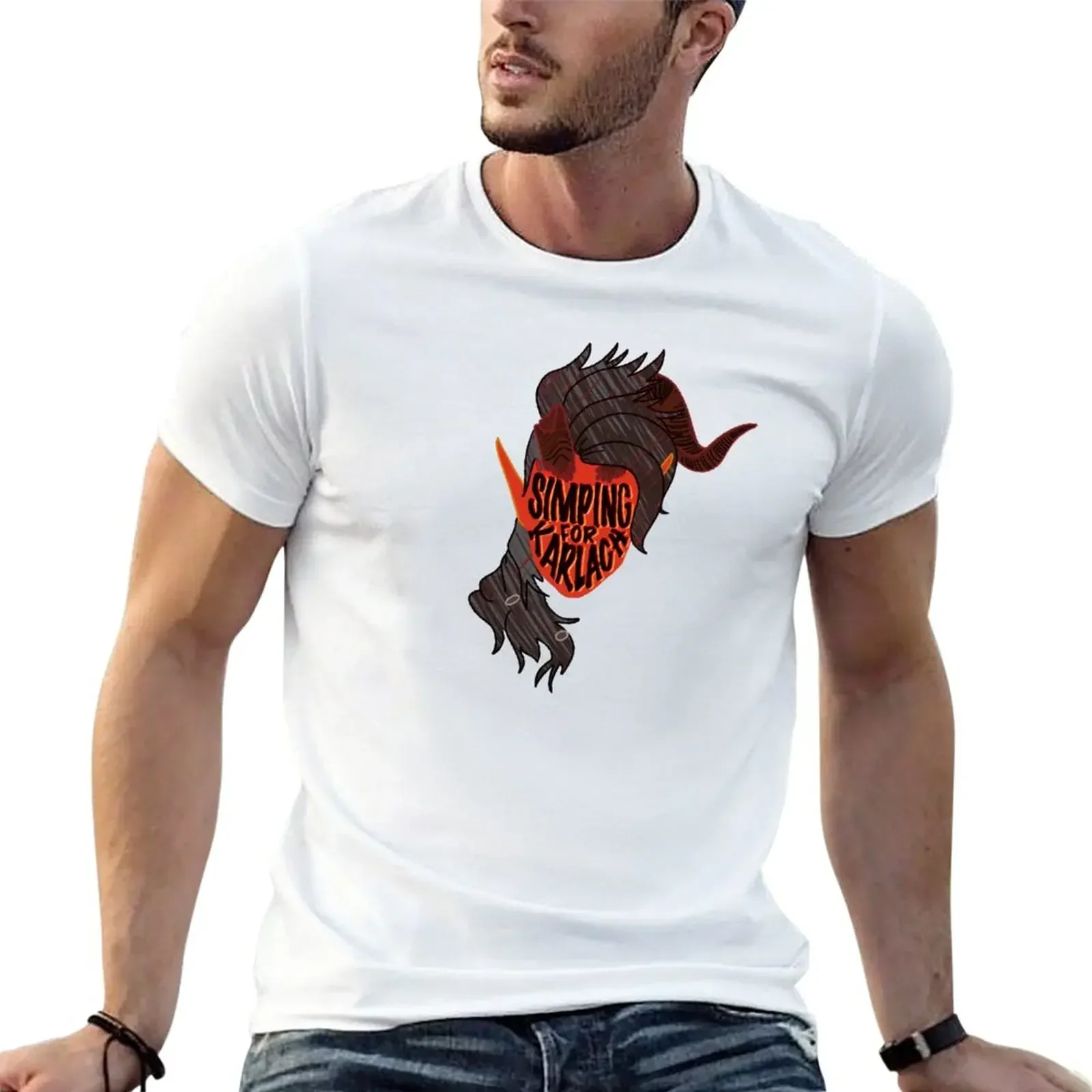 Футболка Simping для Karlach винтажная одежда funnys Мужская аниме Графические футболки