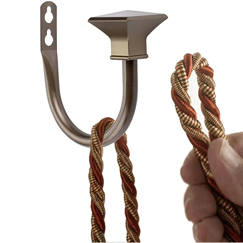 

2 Pcs Square Metal Decorative Curtain Holdbacks, Wall Mounted Window Drapery Tiebacks For Bedroom, Livingroom, Office