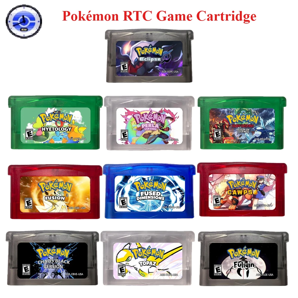 Фото Игровой картридж GBA на английском языке, RTC Pokemon Eclipse, Fusion 3, Cawos, Fused Dimensions, Fuligin, Perla, Topaz, GBA ROM Modified Version №1
