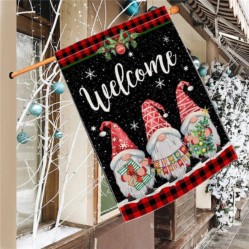 

Веселый дневной зимний домик, флаг 28x40 дюймов, двухсторонний Рождественский флаг, внешние декоративные рождественские флаги для улицы