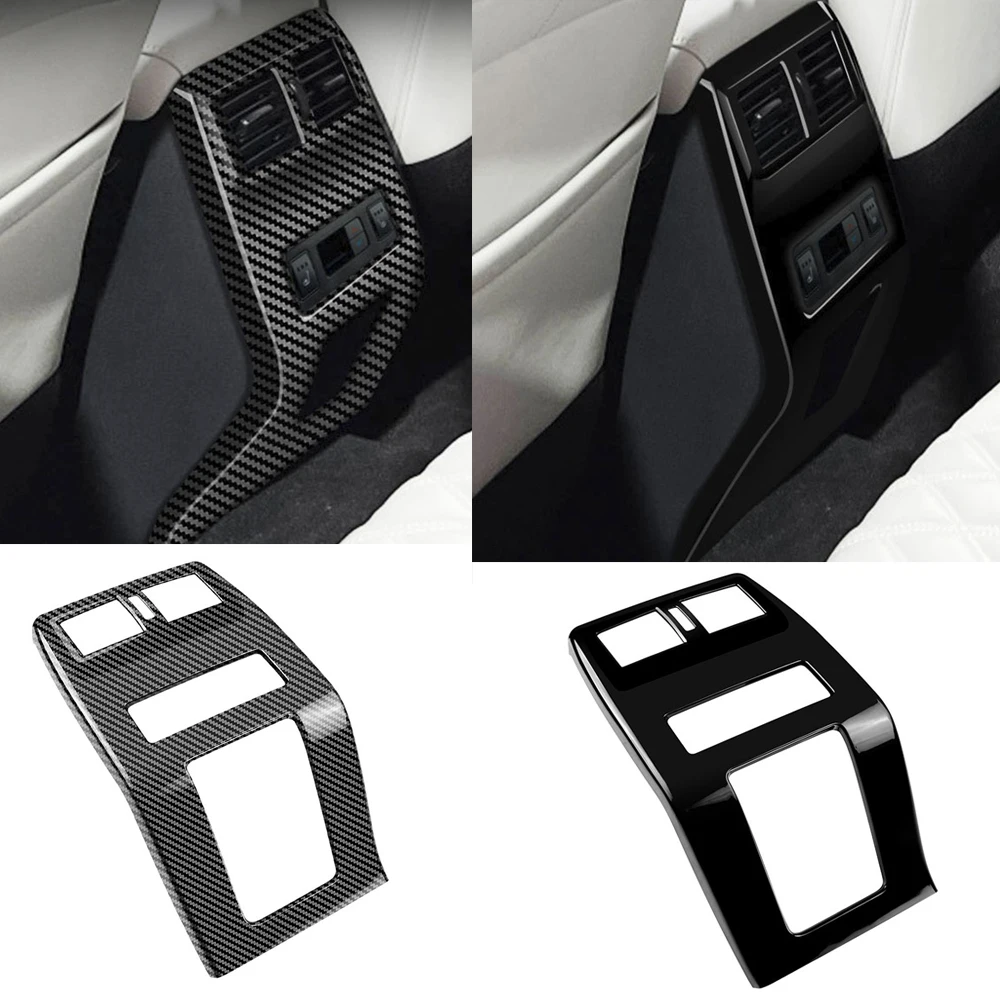 

Для Mitsubishi outlander 2022 2023 ABS углеродное волокно черный цвет Задняя Крышка вентиляционного отверстия кондиционера отделка стикер аксессуары