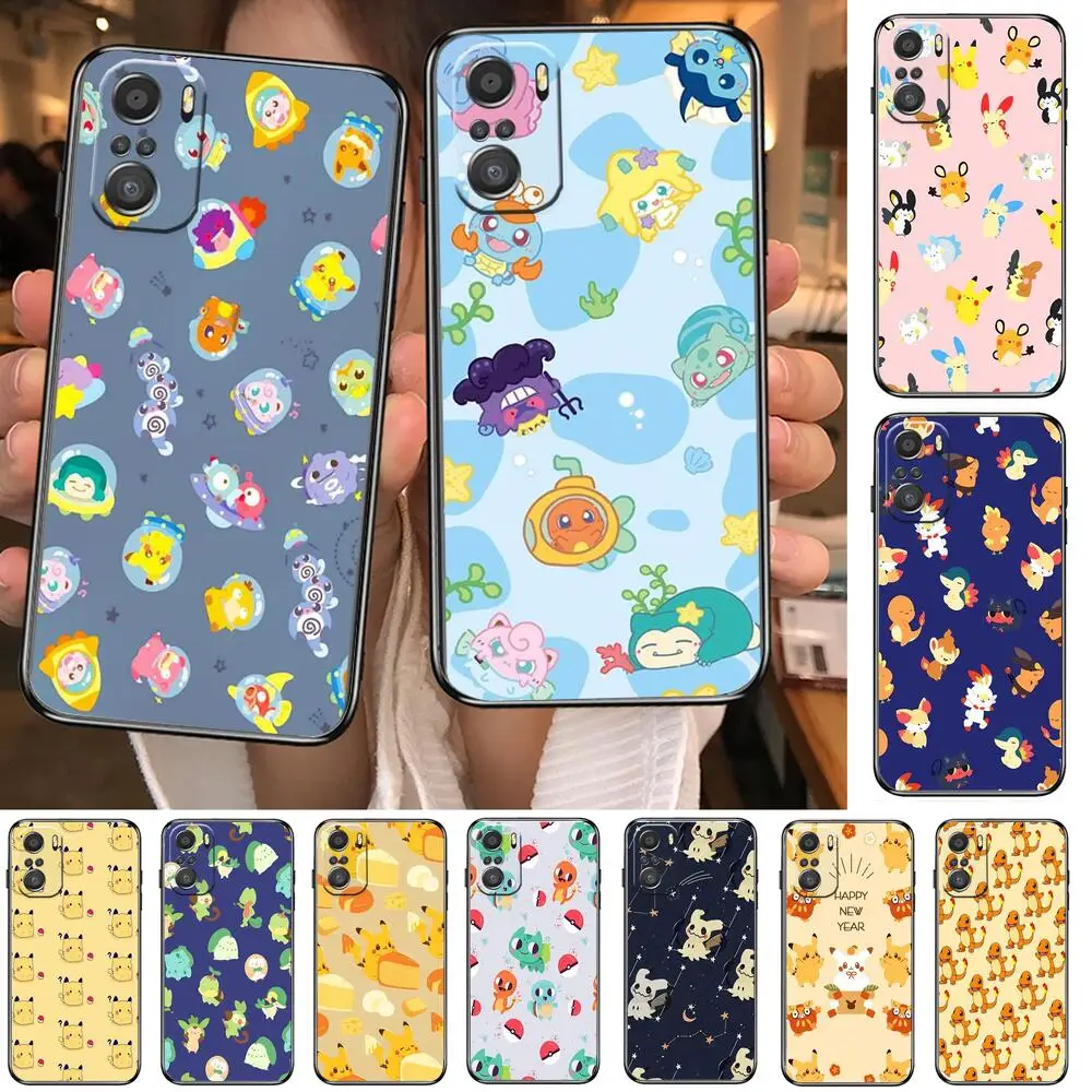 

kawaii Pokemon lovely For Xiaomi Redmi Note 10S 10 9T 9S 9 8T 8 7S 7 6 5A 5 Pro Max Soft Black Phone Case