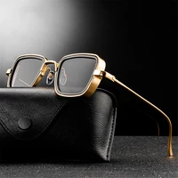 stylish male female uv400 metal for men women square sun glasses steampunk sunglasses retro shades