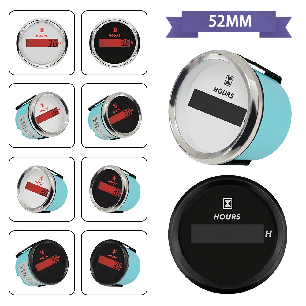 

Цифровой измеритель времени HD 52 мм, ЖК-датчик для двигателя с красной подсветкой для автомобиля, лодки, яхты, 9-32 в