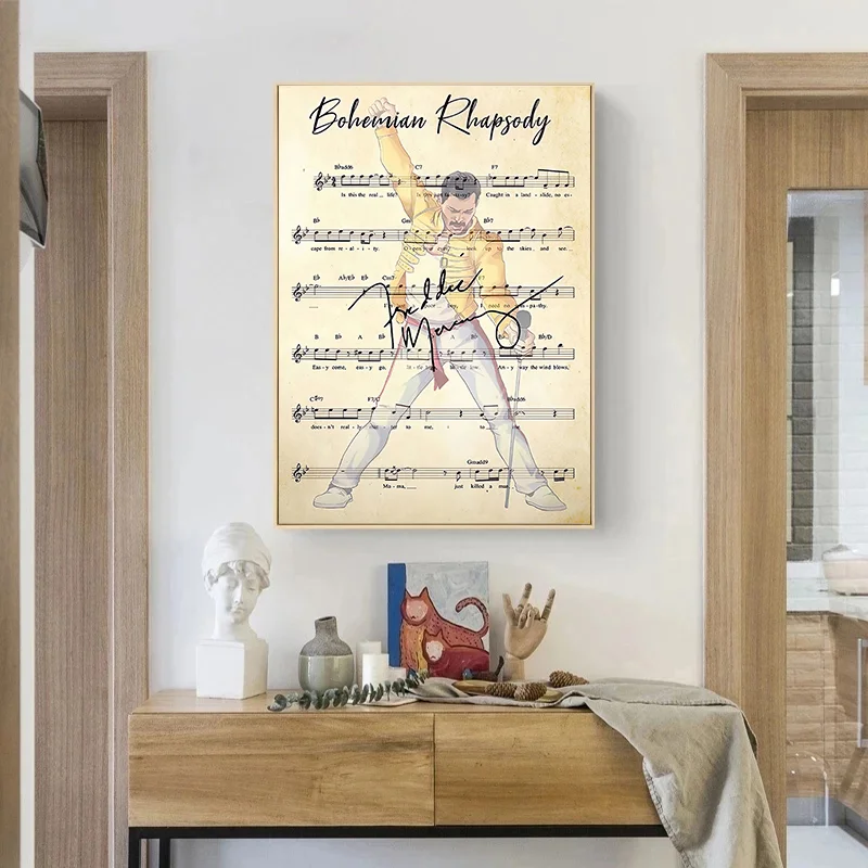 Знаменитые богемные песни Rhapsody Chord Постер Фредди Меркьюри звезда для музыки