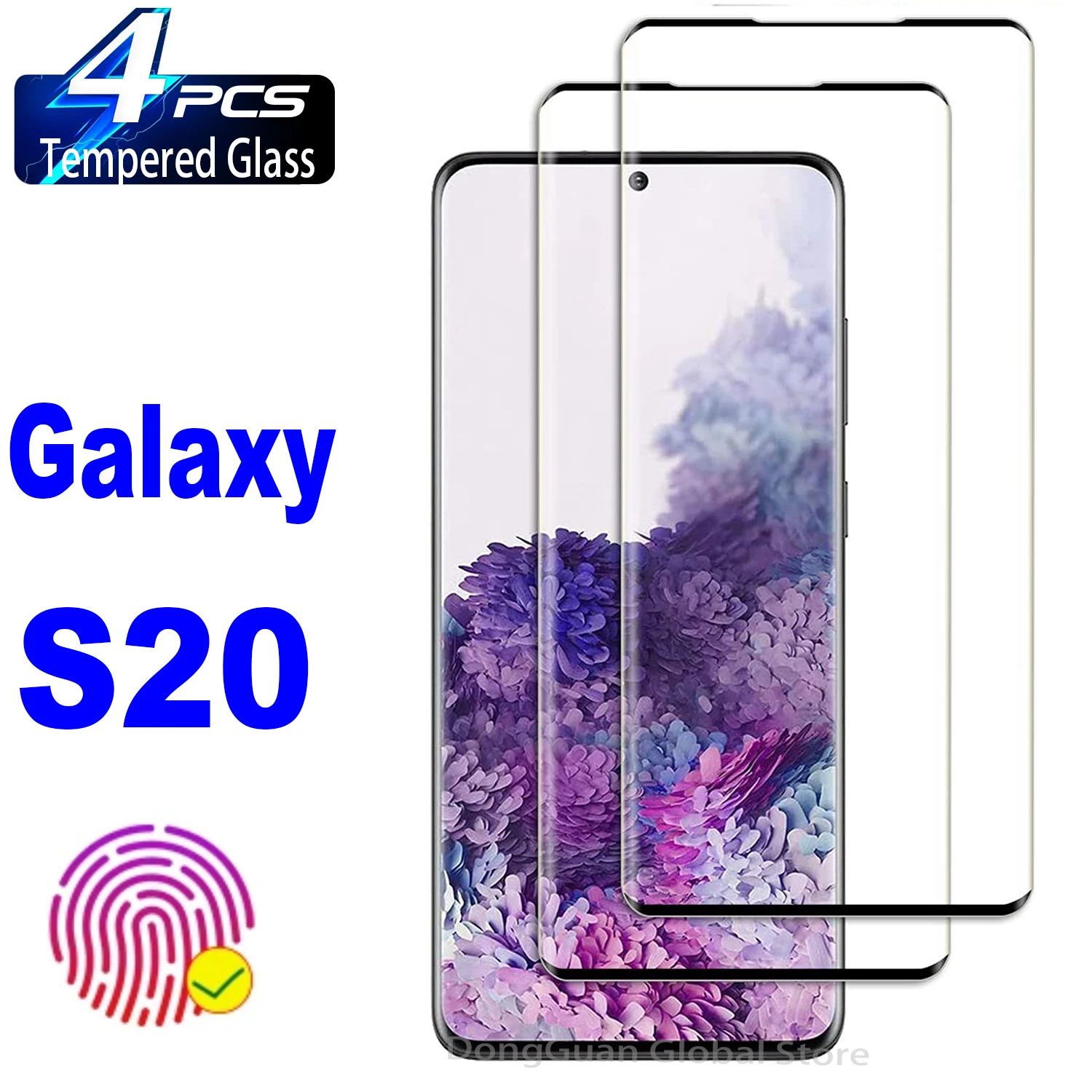 

2/4Pcs Tempered Glass For Samsung Galaxy S20 S21 S22 S23 Ultra Plus 5G Note 20 Ultra Curved Fingerprint Screen Protector Glass