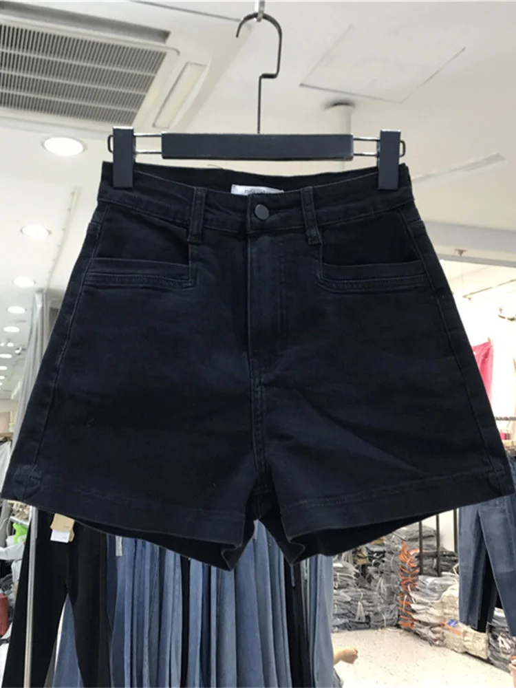 Black Denim Large Fat Sister Thin Loose Women's Summer Shorts mm Slim High Waist Wide Leg A-line Hot Pants