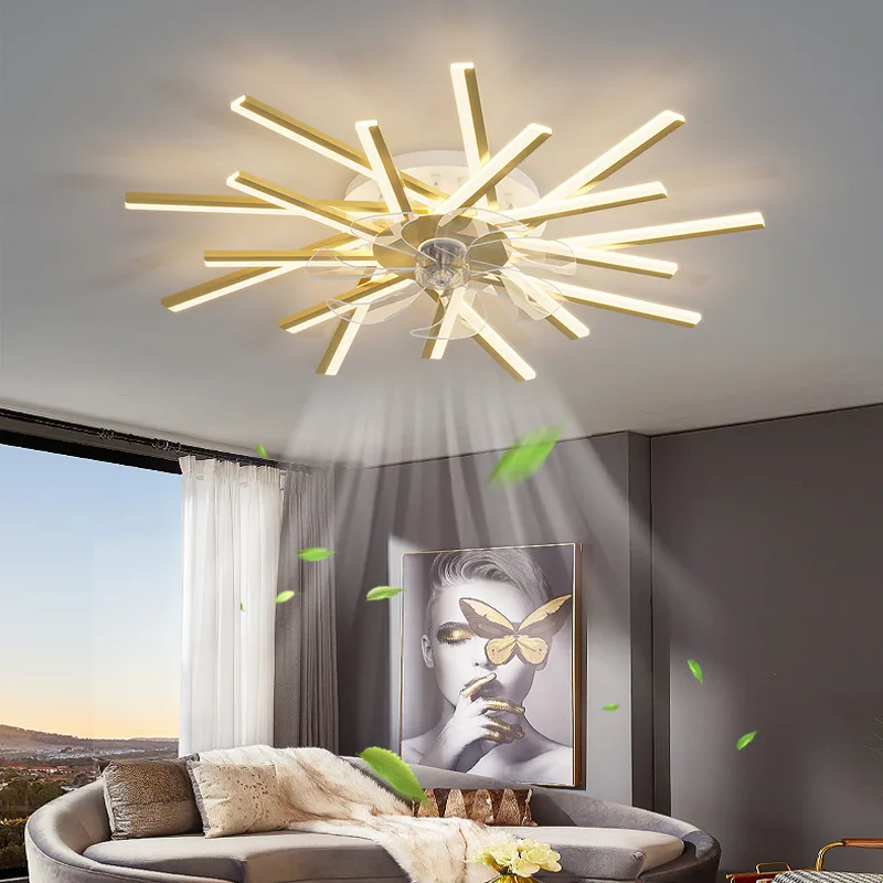 

Nordic Modern Ceiling Fan Light Living Room Bedroom Led Invisible Fan Lamp Ceiling Bedroom Remote Control Reversible Fans Blades
