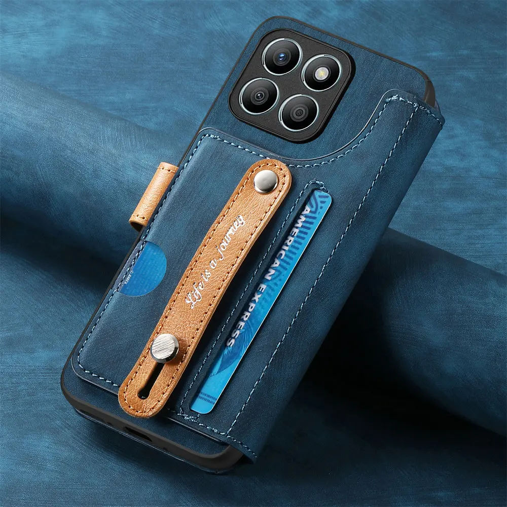 Honor X7C 4G 5G Leather Flip Case Wristband Holder RFID Card Funda HonorX7 C X7 ALT-NX1 ALT-LX2 LX1 Book Cover