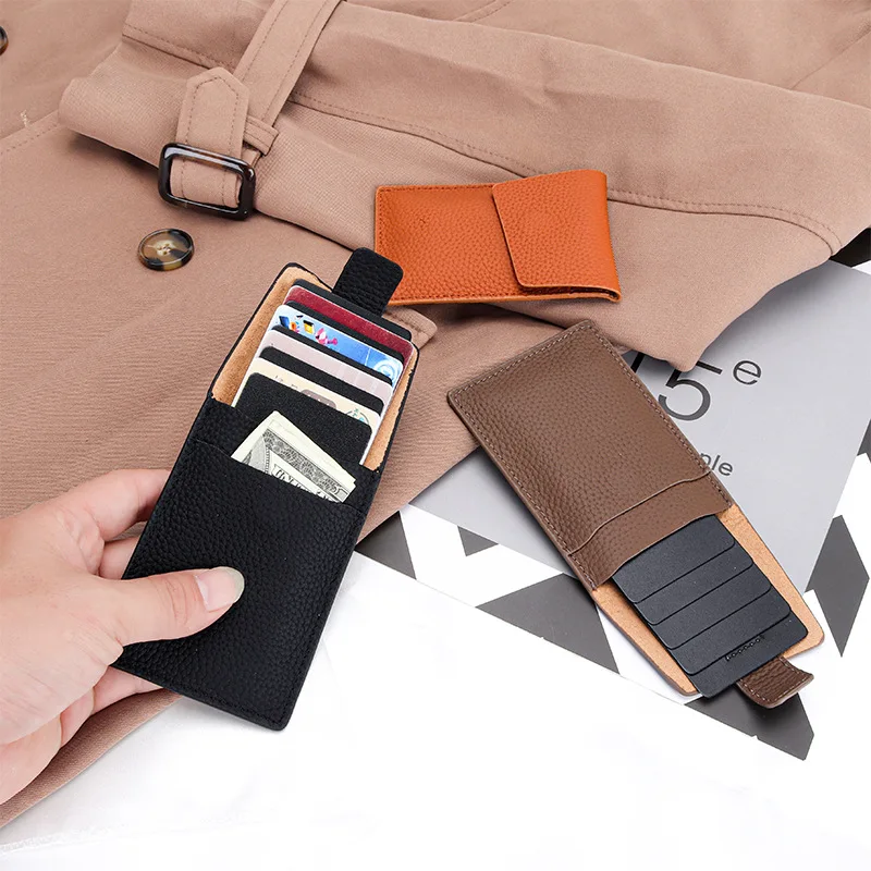 Card Bag Men's and Women's Leather One-piece Compact Ultra-thin Mini New Ins Niche Design Pull Type Card Set Coin Purse Fashion