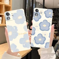 fashion blue flower phone case for iphone 11 pro 12 mini 13 max x xr xs 8 7 plus se 2020 6 6s coque carcasa silicone cover