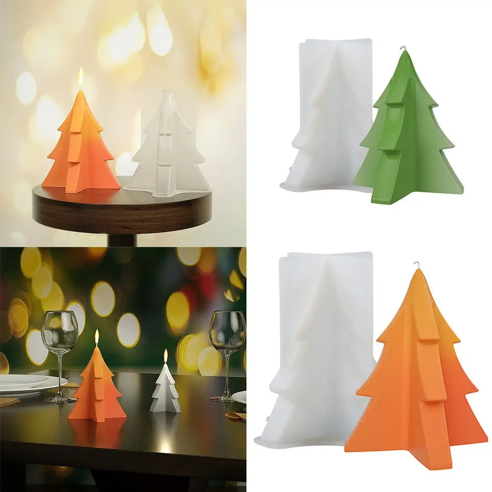 

Transparent Table Decoration DIY Crafts UV Epoxy 3D Christmas Tree Resin Mold Xmas Tree Ornament Silicone Candle Mold