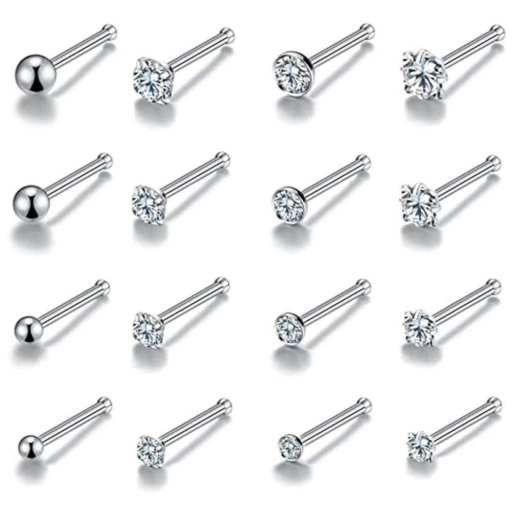 Серебряное кольцо в форме буквы L для пирсинга носа женщин и мужчин 20 г 4 вида из