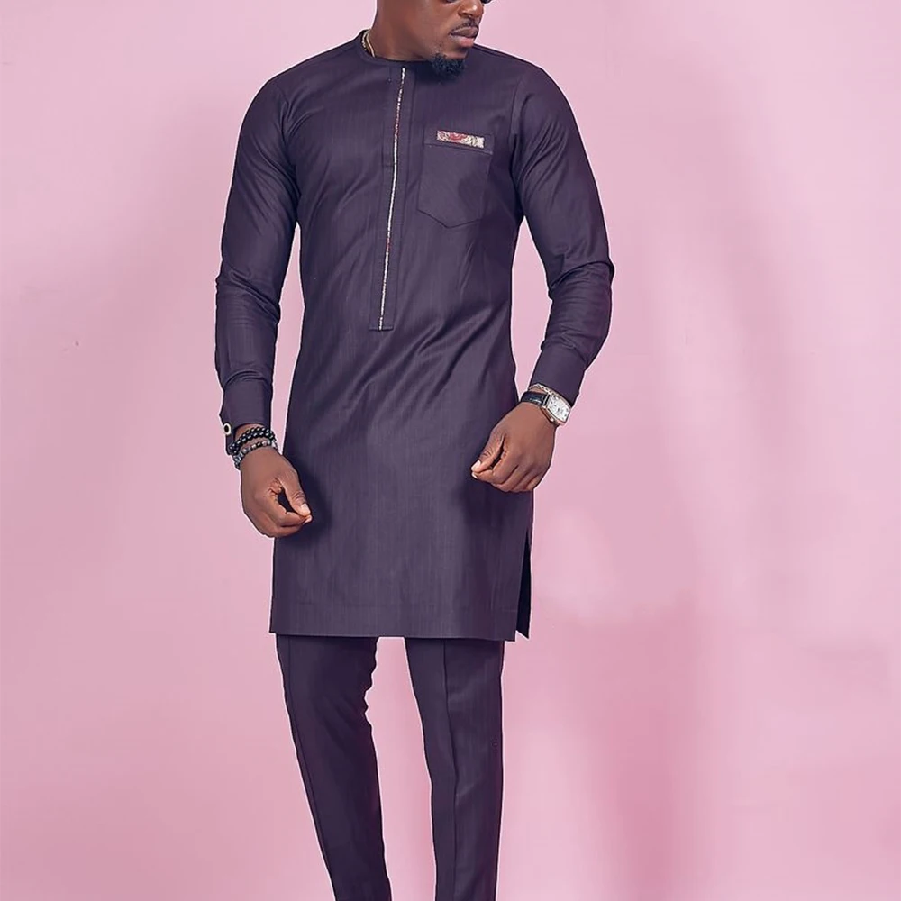 Новый мужской комплект Dashiki с круглым вырезом повседневный джентльменский