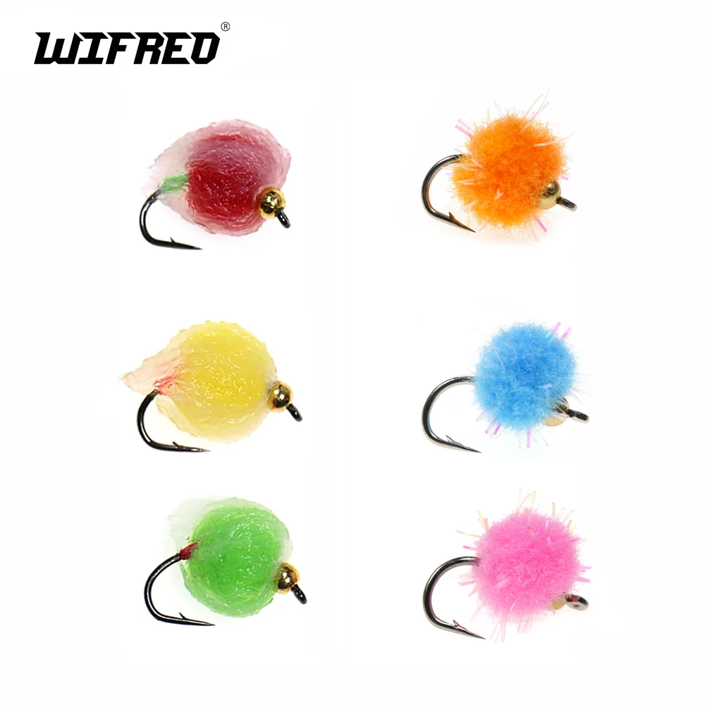 

Wifreo 8PCS #12 Brass Bead Head Egg Fly Glo Bug Salmon Fish Roe Fast Sinking Wet Flies Trout Lure Steelhead Fishing Lure Bait