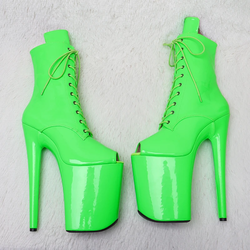 Leecabe  23CM/9inches shining PU upper Sexy boots  High Heels Platform Pole Dance shoes