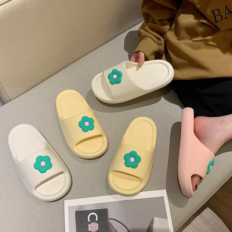 Summer Slippers 2023  Floral Home Bathroom Slippers Women's Summer Girl Atmosphere Beach EVA Comfort And Anti Slip Sandals