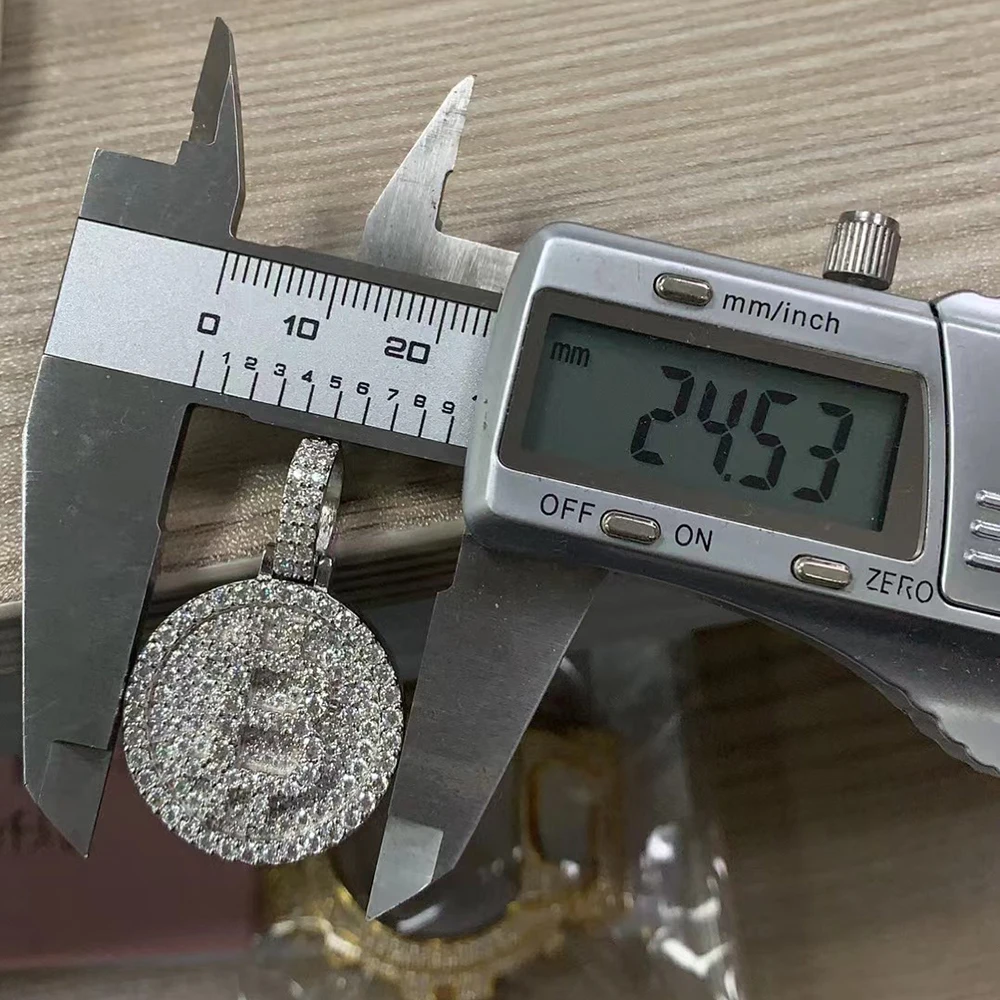 Bling Bitcoin Moissanite Pendant Necklaces For Men S925 Silver Real Diamond Necklace Women Jewelry Pass Tester With GRA