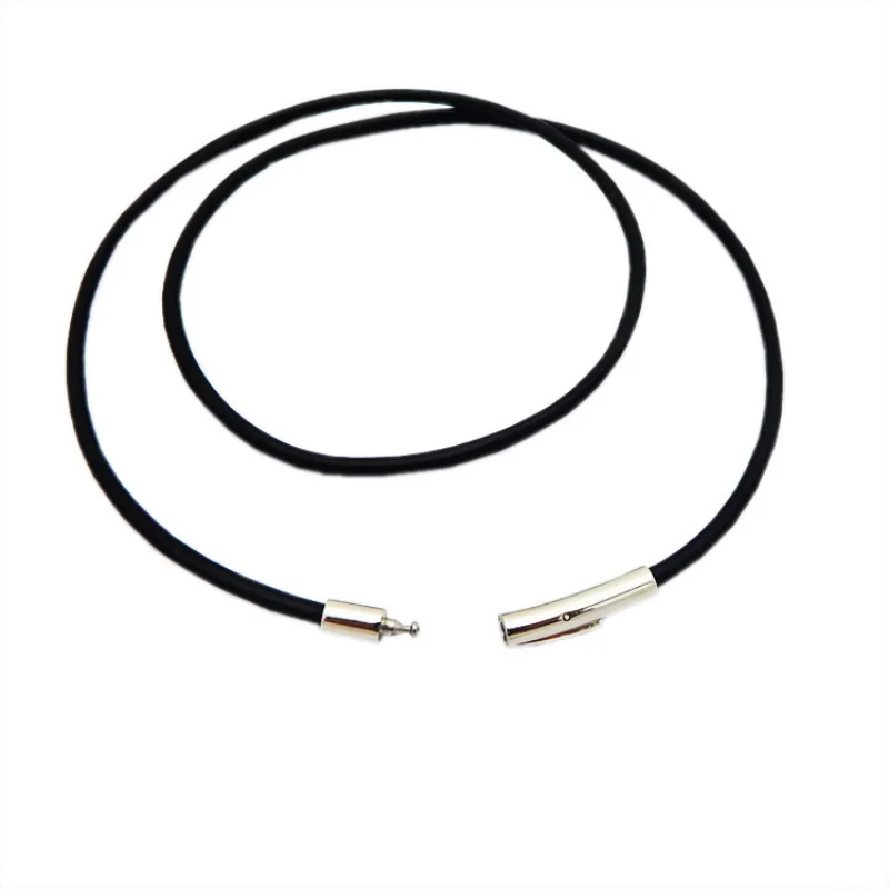 2MM/3MM/4MM/5MM Schwarz Farbe Leder Halsketten Für Frauen Männer seil Kette Edelstahl Magnetische Verschluss Schmuck – Detail 4