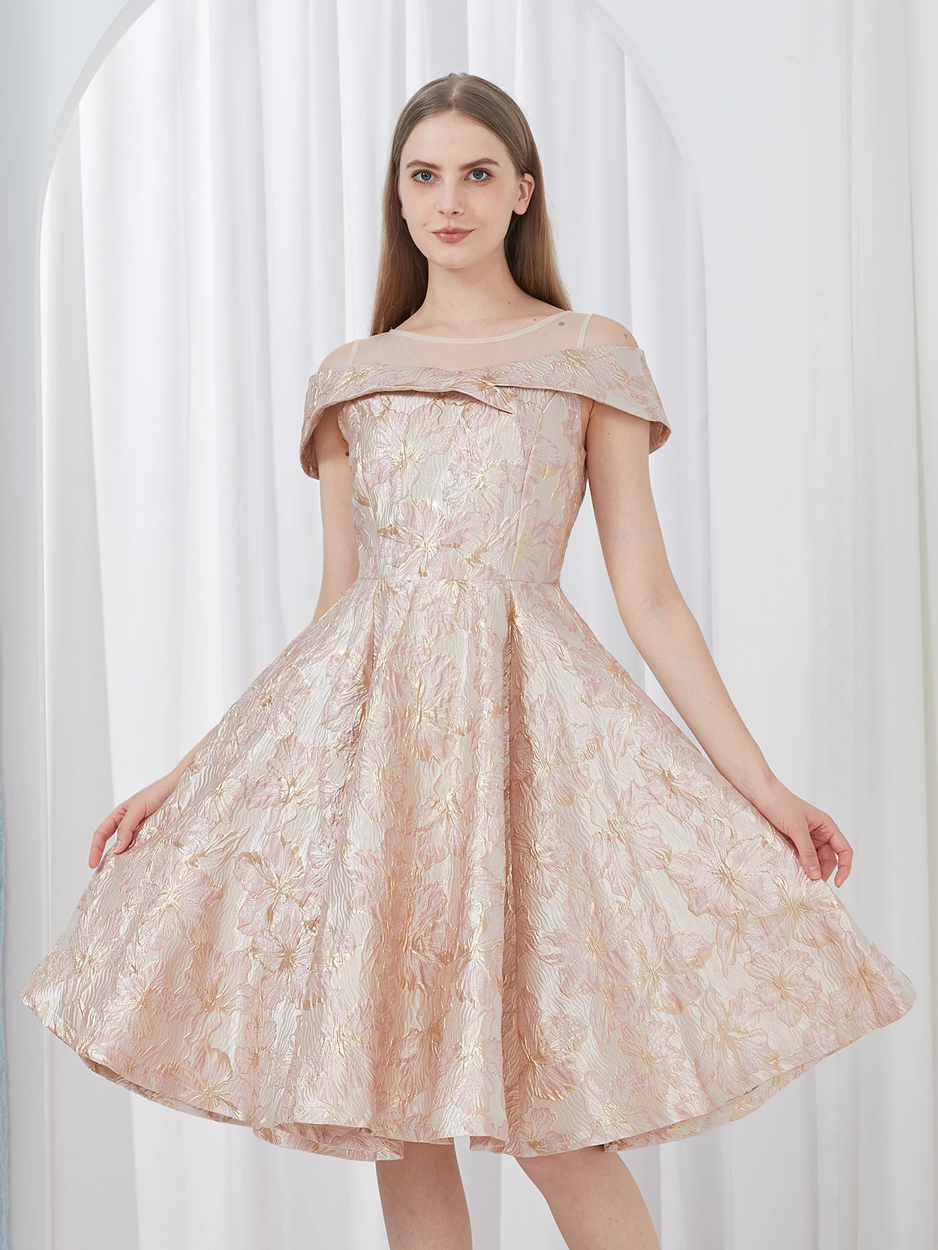 Роскошное Новое короткое вечернее платье женские жаккардовые платья в стиле