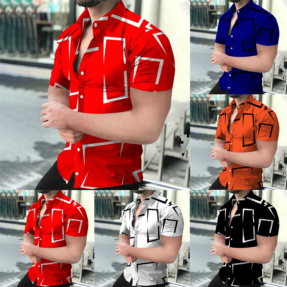 

3D Digital Printing Shirts Short-sleeved Single-breasted Steetwear Summer Tee Shirts Trun-down Collor 2022 New
