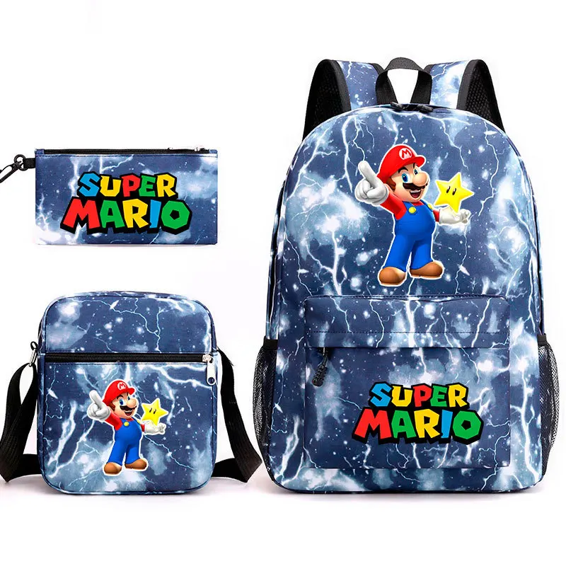 Super Mario Bros Backpacks 3pcs/set high school bags For women Men boys one shoulder big student travel bag Teens backpack - купить по