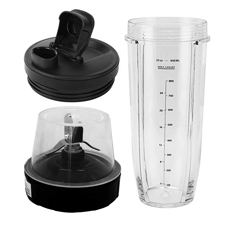 

Чашка 32 унции с крышкой с носиком и лезвием, 7 плавников, сменные детали для шестерни, лезвие в сборе для NUTRI NINJA BL450/BL456/ BL455