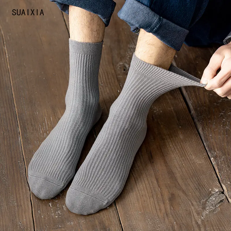 

Men's Mid Tube Pure Cotton Socks 45g Spring and Autumn Casual Double Needle Cotton Socks New All Cotton Men's Socks